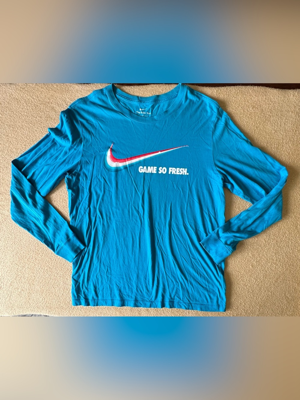 Nike Long Sleeve 'Game So Fresh' Tee - Bright Blue with Red/White Swoosh